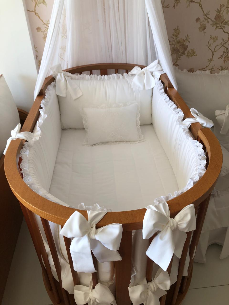 Kit berço personalizado 7 peças percal 100% algodão 400 fios  Bico de caça