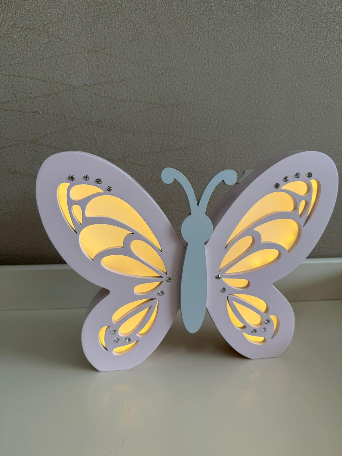 Luminária de Mesa e Parede Borboleta MDF e Acrílico